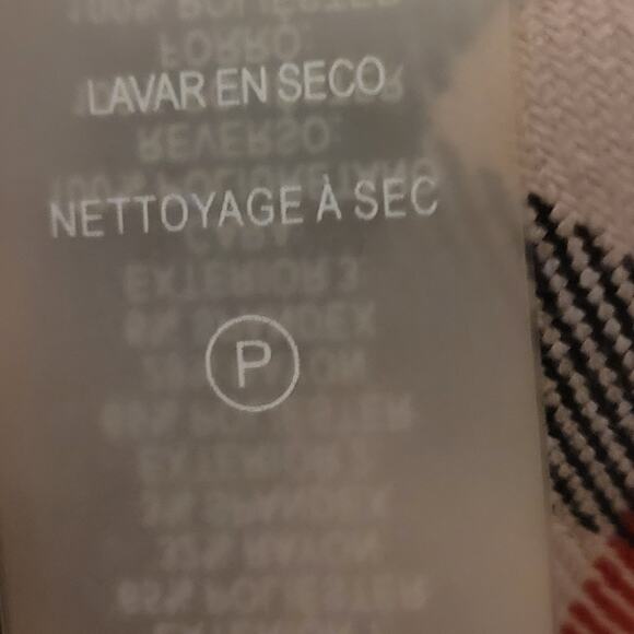 Karl Lagerfeld Paris Plaid‎ Double Breasted Plaid Blazer Womens 14 Leather Trim - Picture 7 of 8